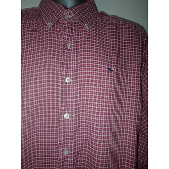 Vineyard Vines Shirt Mens‎ L Red Check Whale Shirt Long Sleeve Classic Preppy - Picture 2 of 6